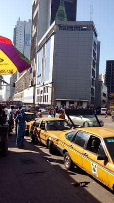 A bustling Nigerian business district